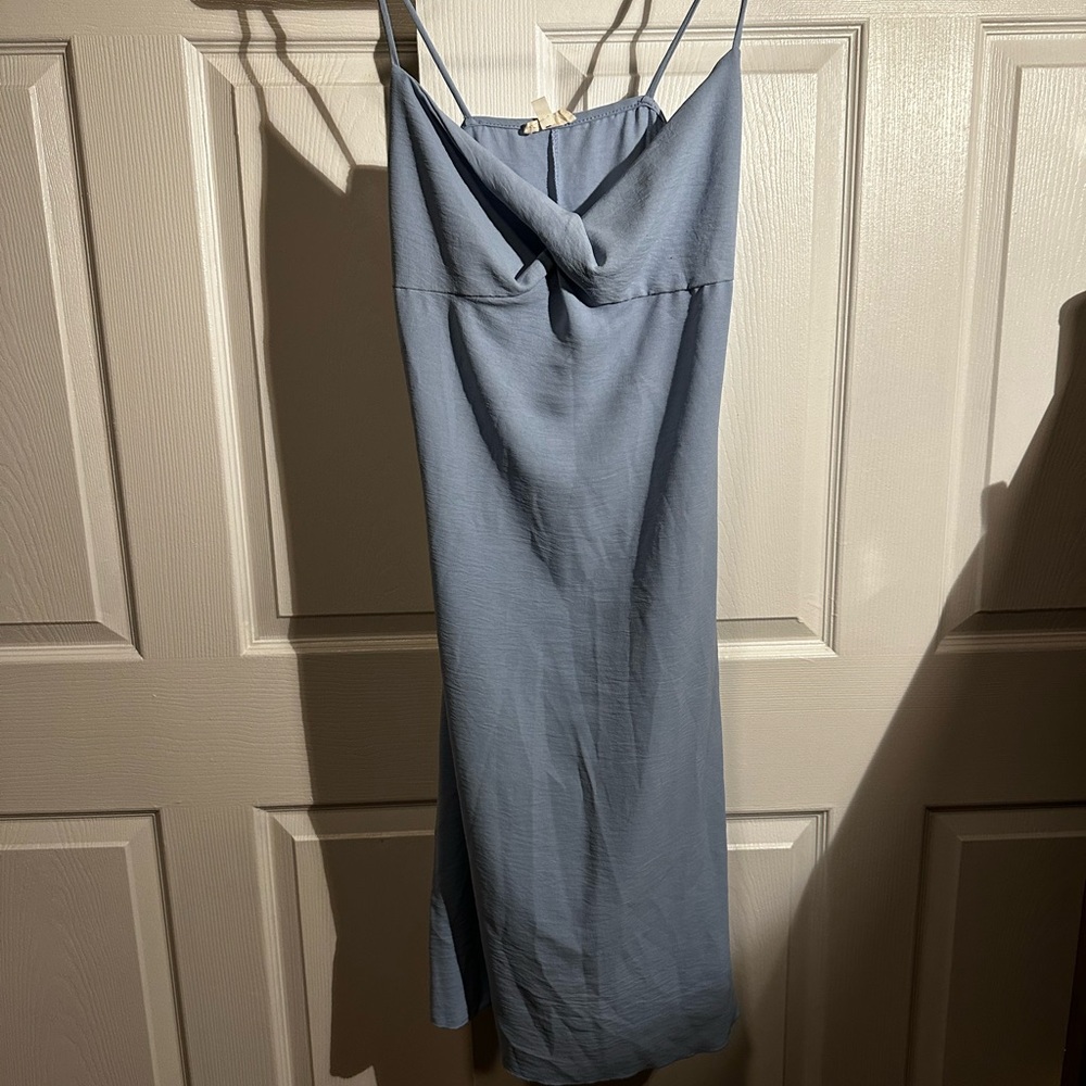 Elegant Blue Spaghetti Strap Dress